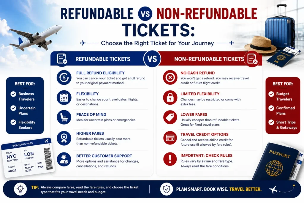 refundable vs non refundable tickets